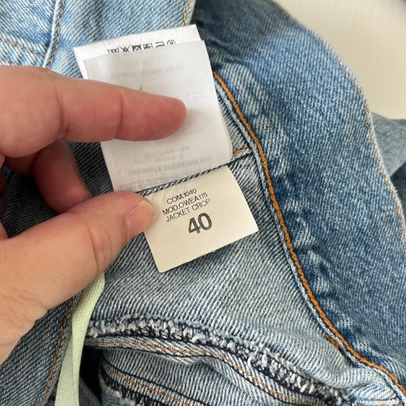 Off-White Virgil Abloh Cropped Denim Jacket 'Handmade' Applique Jean Jacket - Picture 11 of 16